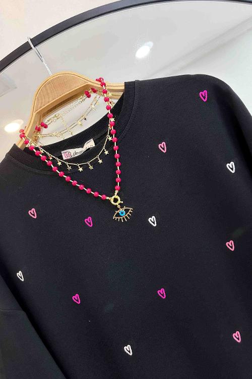 KÜÇÜK KALP NAKIŞ DETAYLI TUNİK
