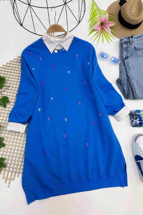 KÜÇÜK KALP NAKIŞ DETAYLI TUNİK