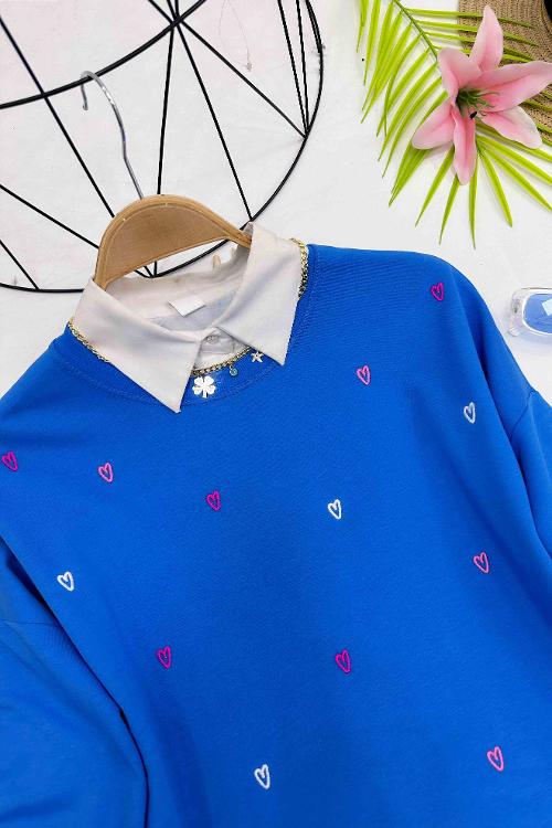 KÜÇÜK KALP NAKIŞ DETAYLI TUNİK