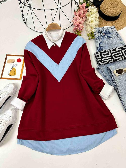 TAŞ BASKILI KOT DETAYLI TUNİK