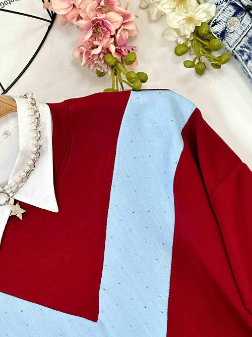 TAŞ BASKILI KOT DETAYLI TUNİK