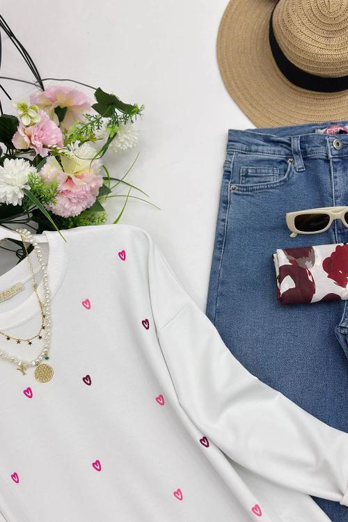 KÜÇÜK KALP NAKIŞ DETAYLI TUNİK