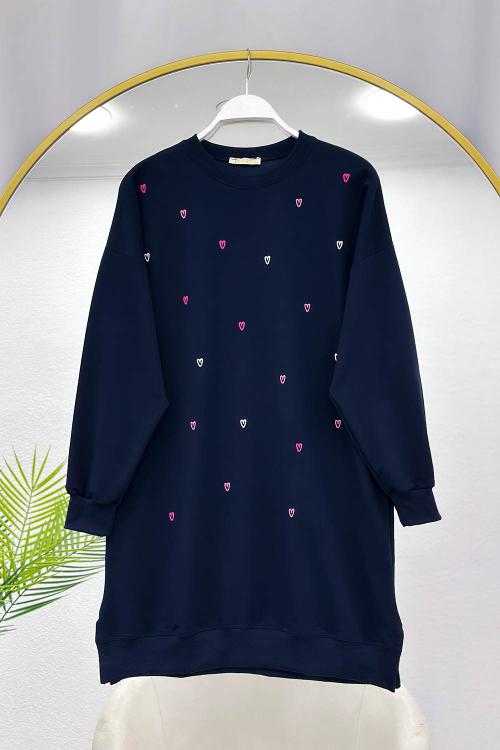 KÜÇÜK KALP NAKIŞ DETAYLI TUNİK