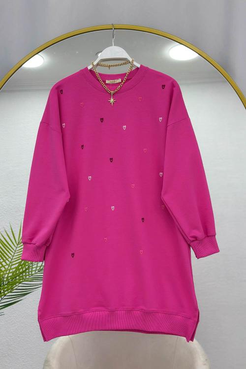 KÜÇÜK KALP NAKIŞ DETAYLI TUNİK