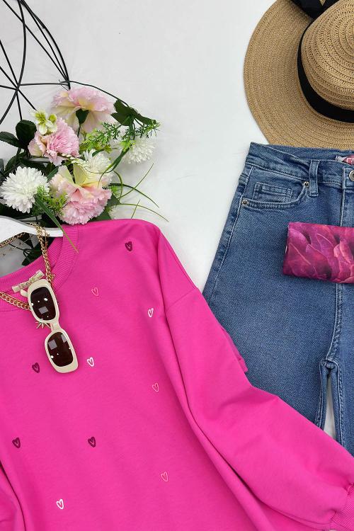 KÜÇÜK KALP NAKIŞ DETAYLI TUNİK