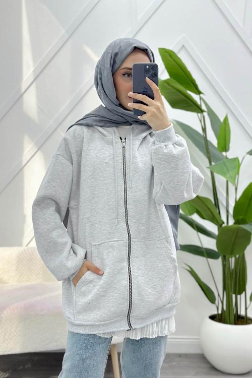 TAŞ DETAYLI KAPÜŞONLU HIRKA