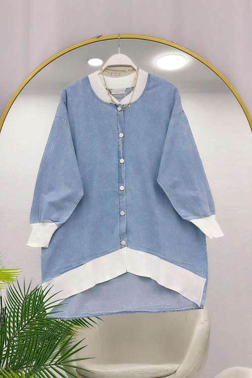 LASTİK RİBANALI KOT TUNİK