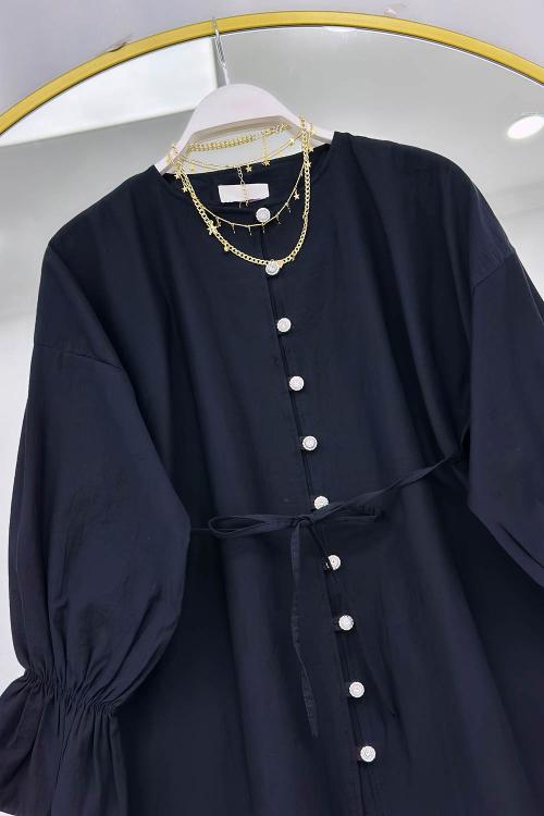 KOLLARI LASTİKLİ İPLİ KADIN TUNİK GÖMLEK