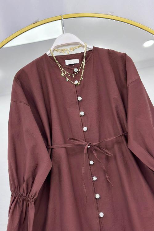 KOLLARI LASTİKLİ İPLİ KADIN TUNİK GÖMLEK