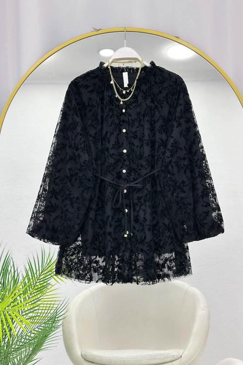 FLOK ÇİÇEK BASKILI KADIN  TUNİK