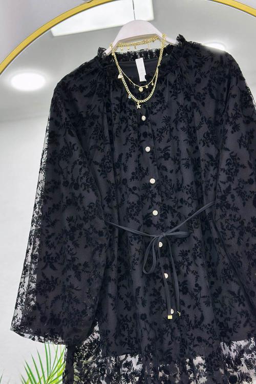 FLOK ÇİÇEK BASKILI KADIN  TUNİK
