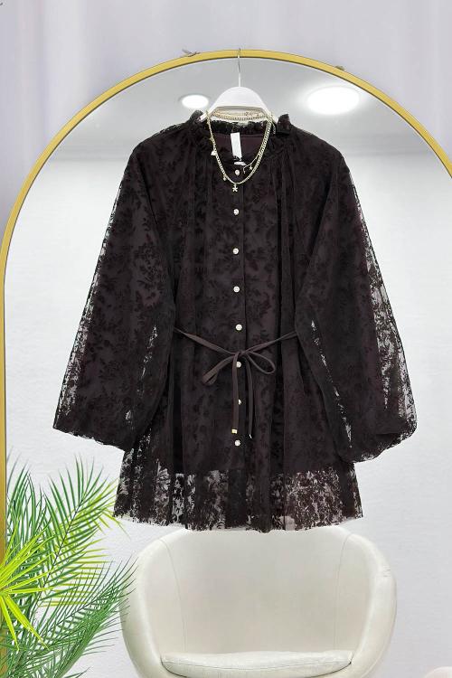 FLOK ÇİÇEK BASKILI KADIN  TUNİK