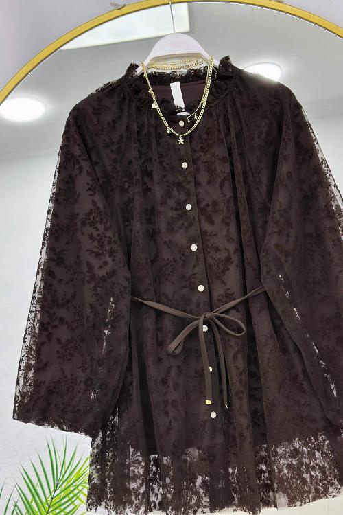 FLOK ÇİÇEK BASKILI KADIN  TUNİK