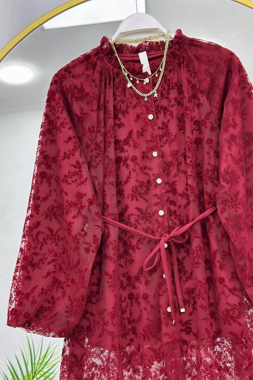 FLOK ÇİÇEK BASKILI KADIN  TUNİK